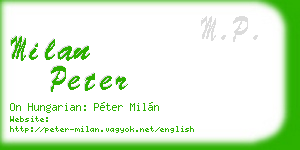 milan peter business card